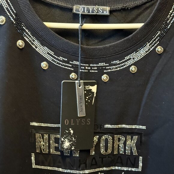 Olyss New York Manhattan Black Long Sleeve Dress With Studded Details M - Picture 4 of 11